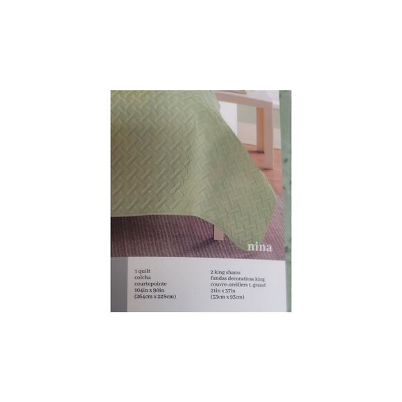 VCNY Home Nina Embossed 3-Pc.Quilt Set, King Color:Green - Picture 6 of 7